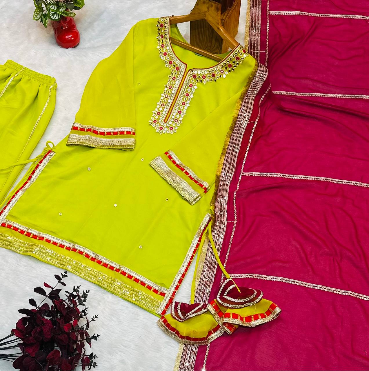 ✨ Maharani Grace Embroidered Sharara Suit Set ✨