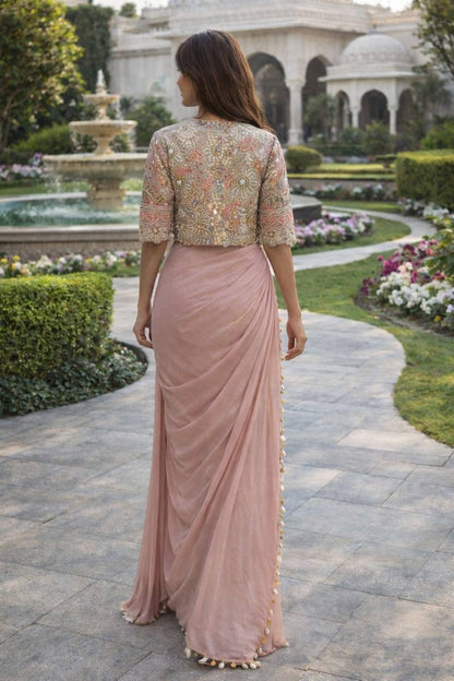 Premium Designer Ready-to-Wear Saree with Embroidered Jacket Blouse