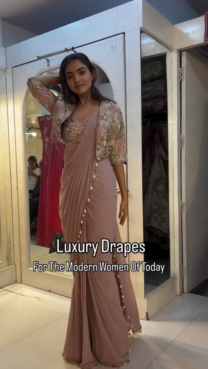Premium Designer Ready-to-Wear Saree with Embroidered Jacket Blouse
