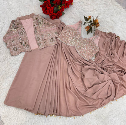 Premium Designer Ready-to-Wear Saree with Embroidered Jacket Blouse