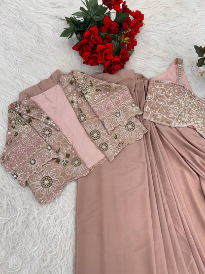 Premium Designer Ready-to-Wear Saree with Embroidered Jacket Blouse