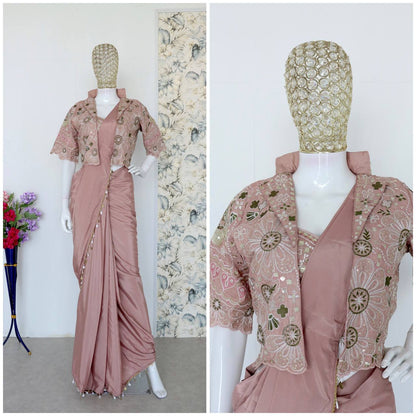 Premium Designer Ready-to-Wear Saree with Embroidered Jacket Blouse