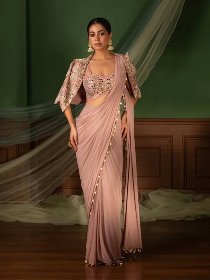 Premium Designer Ready-to-Wear Saree with Embroidered Jacket Blouse