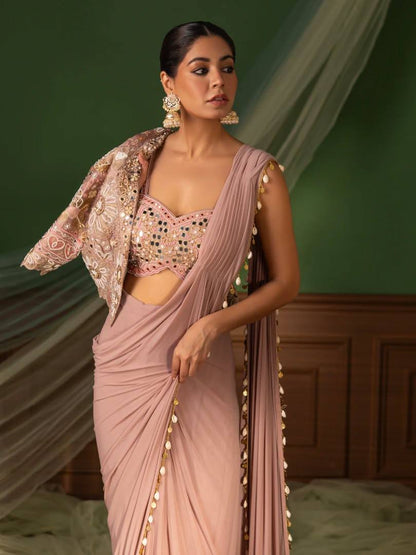 Premium Designer Ready-to-Wear Saree with Embroidered Jacket Blouse