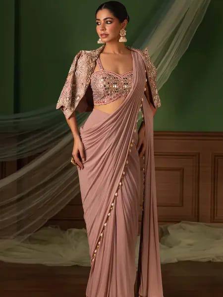 Premium Designer Ready-to-Wear Saree with Embroidered Jacket Blouse
