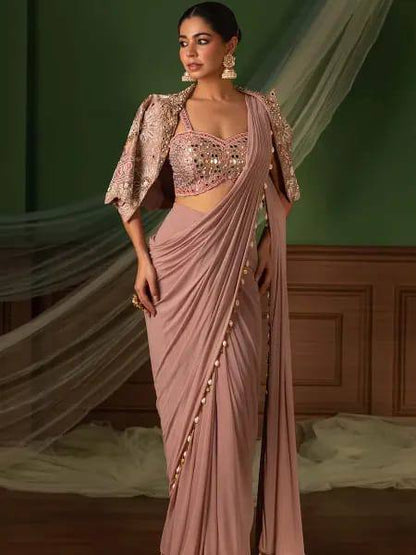 Premium Designer Ready-to-Wear Saree with Embroidered Jacket Blouse