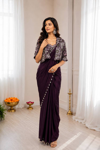 Premium Designer Ready-to-Wear Saree with Embroidered Jacket Blouse