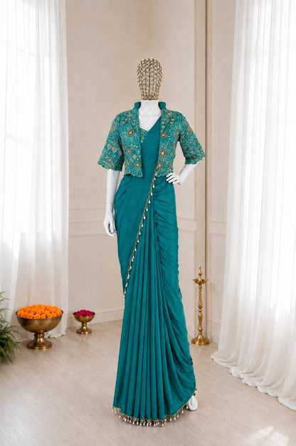 Premium Designer Ready-to-Wear Saree with Embroidered Jacket Blouse
