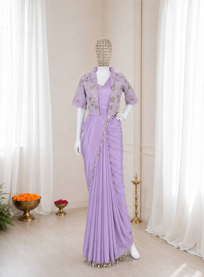 Premium Designer Ready-to-Wear Saree with Embroidered Jacket Blouse