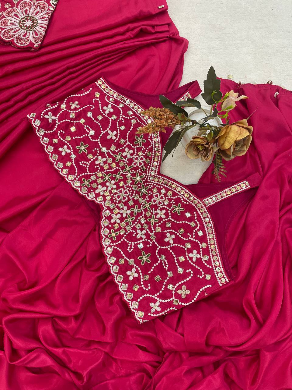 Premium Designer Ready-to-Wear Saree with Embroidered Jacket Blouse