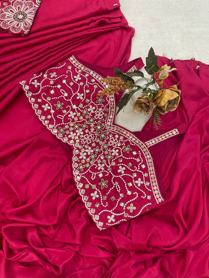 Premium Designer Ready-to-Wear Saree with Embroidered Jacket Blouse