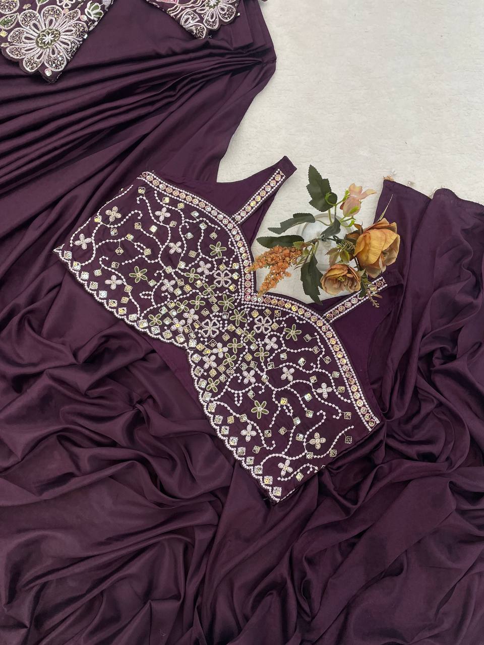 Premium Designer Ready-to-Wear Saree with Embroidered Jacket Blouse