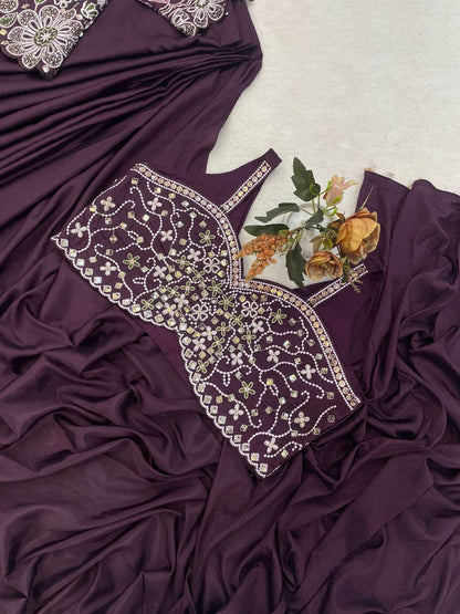 Premium Designer Ready-to-Wear Saree with Embroidered Jacket Blouse