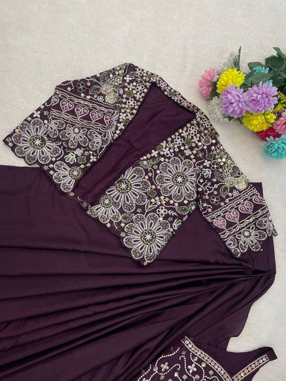 Premium Designer Ready-to-Wear Saree with Embroidered Jacket Blouse