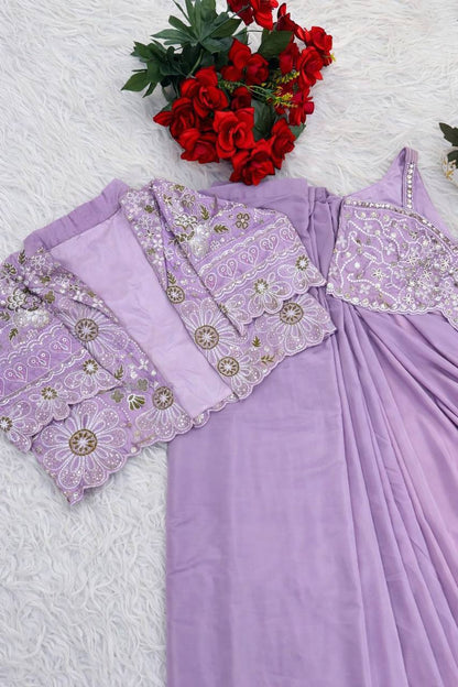 Premium Designer Ready-to-Wear Saree with Embroidered Jacket Blouse