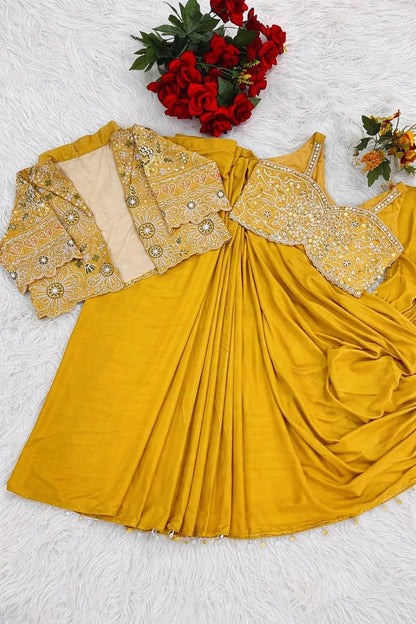 Premium Designer Ready-to-Wear Saree with Embroidered Jacket Blouse