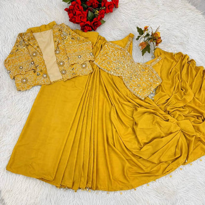 Premium Designer Ready-to-Wear Saree with Embroidered Jacket Blouse