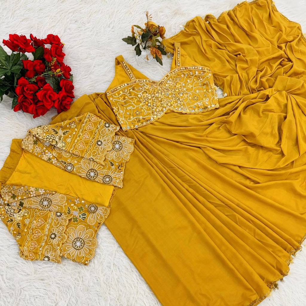 Premium Designer Ready-to-Wear Saree with Embroidered Jacket Blouse