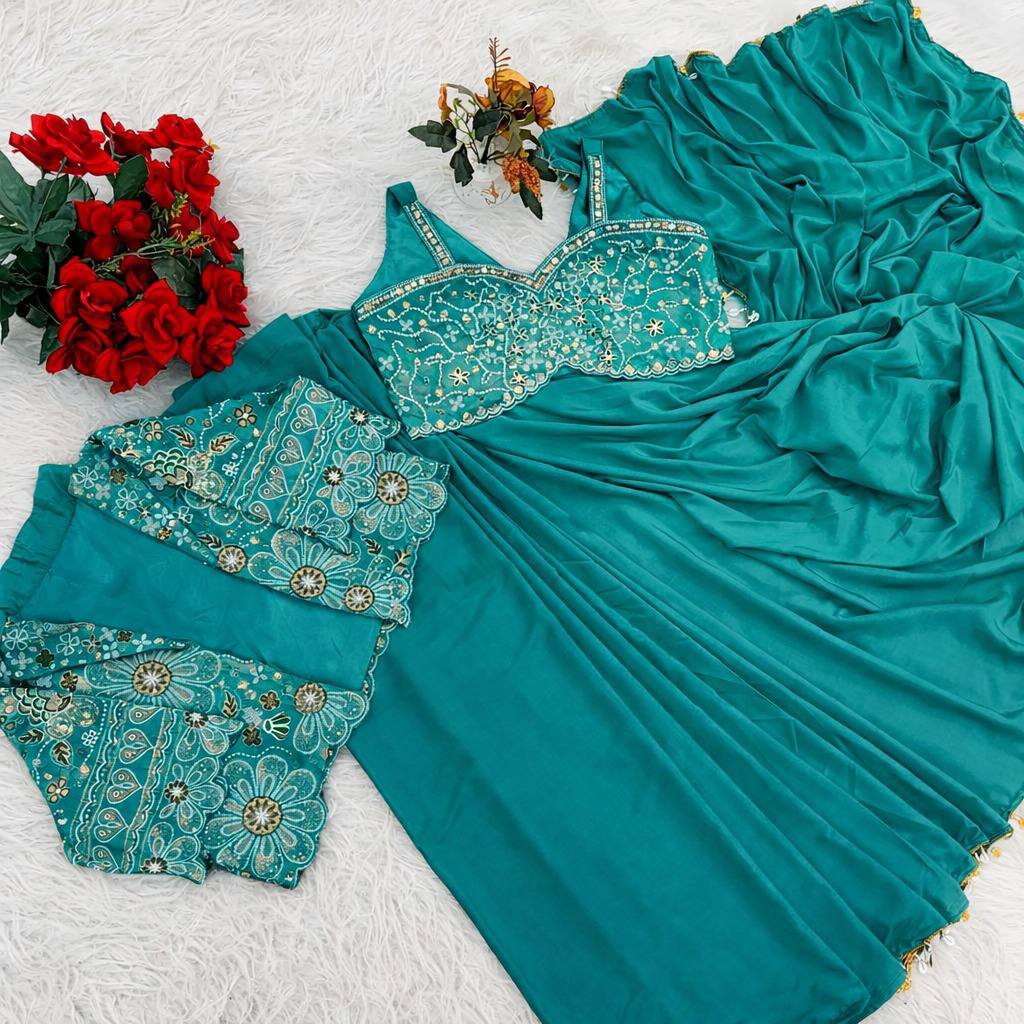 Premium Designer Ready-to-Wear Saree with Embroidered Jacket Blouse