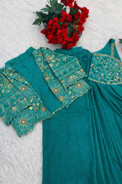 Premium Designer Ready-to-Wear Saree with Embroidered Jacket Blouse