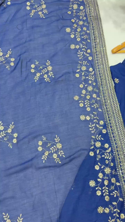 ✨ Royal Silk Embroidered Anarkali Set ✨