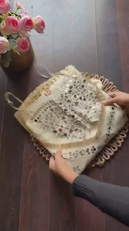 🧡 Amber Glow Mirror Work Palazzo Set