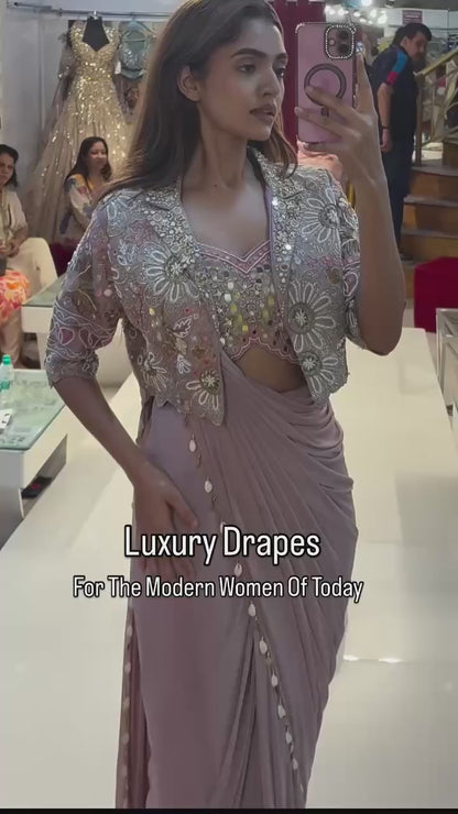 Premium Designer Ready-to-Wear Saree with Embroidered Jacket Blouse