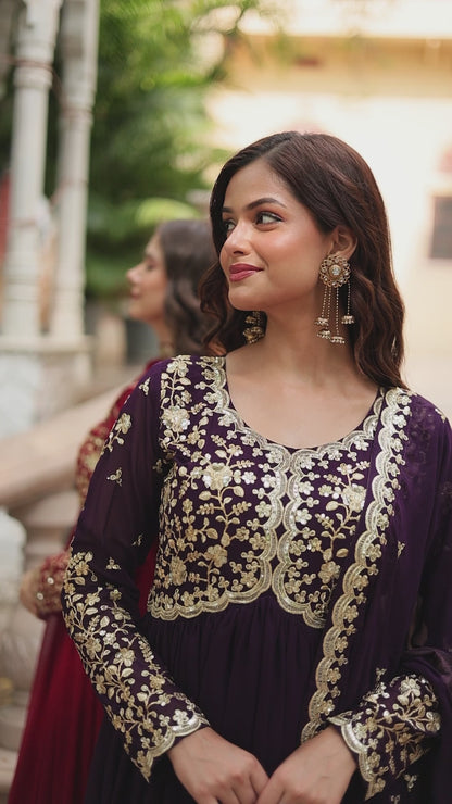 ✨ Shahi Embroidered Anarkali Gown Set ✨