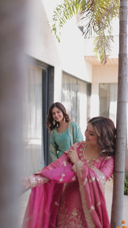 ✨ Pastel Luxe Embroidered Sharara Suit Set ✨