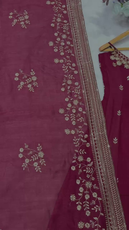 ✨ Royal Silk Embroidered Anarkali Set ✨