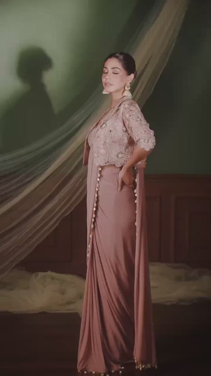 Premium Designer Ready-to-Wear Saree with Embroidered Jacket Blouse